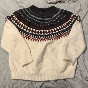 SHEIN Gray Sweater with Red and White Accents